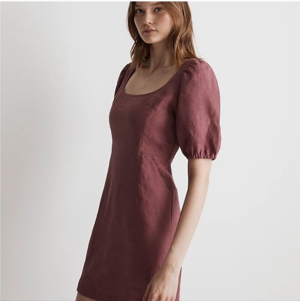Madewell Dusty Rose Puff Sleeve Mini Dress